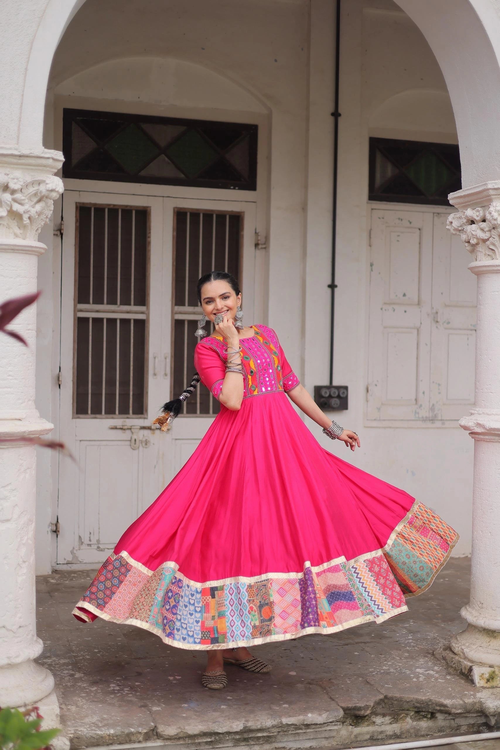 Dark Pink Roman Dress Kalyanja Fashion